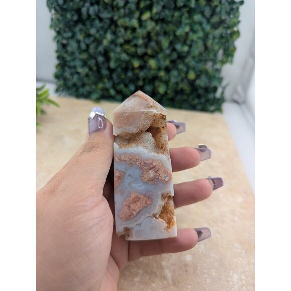 Pink Petal agate cotton candy agate tower quartz crystal druzy girly witch - Picture 5 of 6